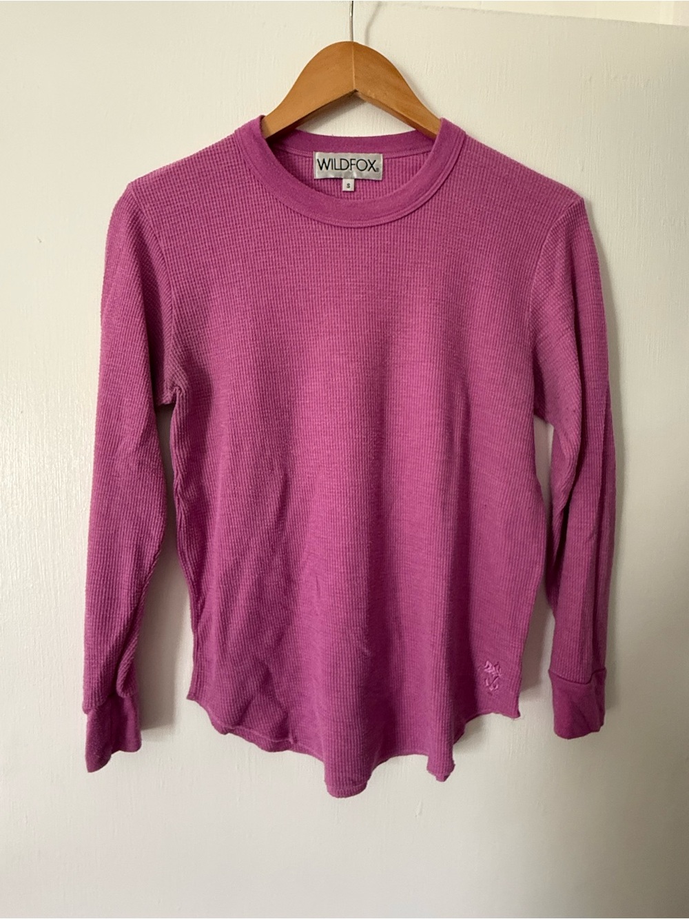 Wildfox Fuchsia Waffle-Knit Long Sleeve Top